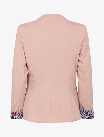 Veste ajustée à manches à revers imprimé fleuri - Rose pâle - 2