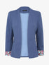 Veste ajustée à manches à revers imprimé fleuri - Bleu charrette - 4