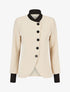 Veste boutonnée à bords côtelés - Beige - 4
