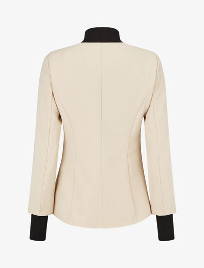 Veste boutonnée à bords côtelés - Beige - 2