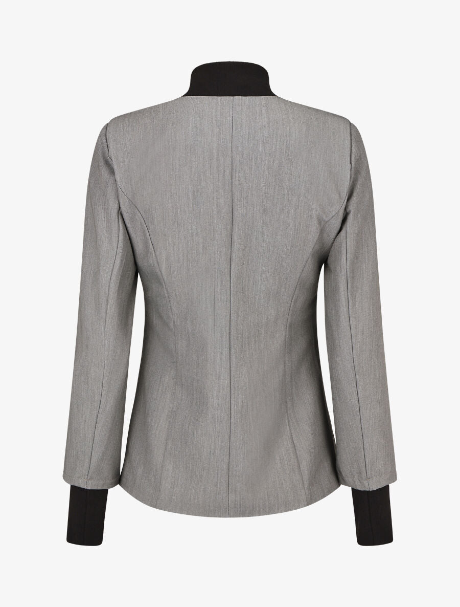 Veste boutonnée à bords côtelés - Gris - 2