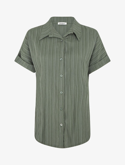 Chemise texturée à manches courtes - Kaki - 4