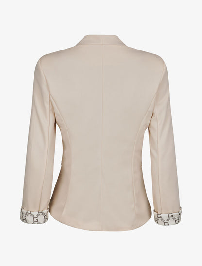 Blazer slim uni à revers imprimé graphique - Beige - 2