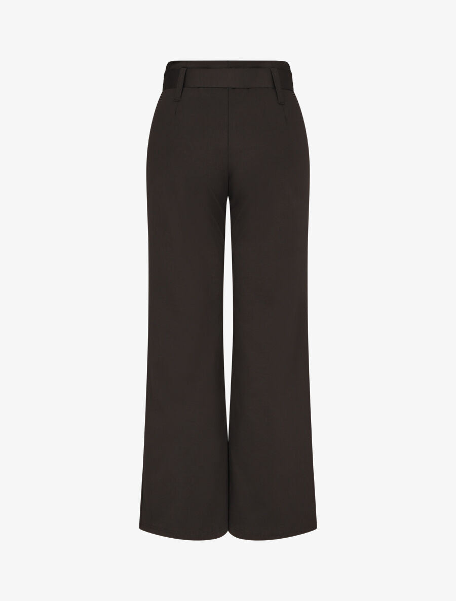 Pantalon uni ceinturé - Noir - 2