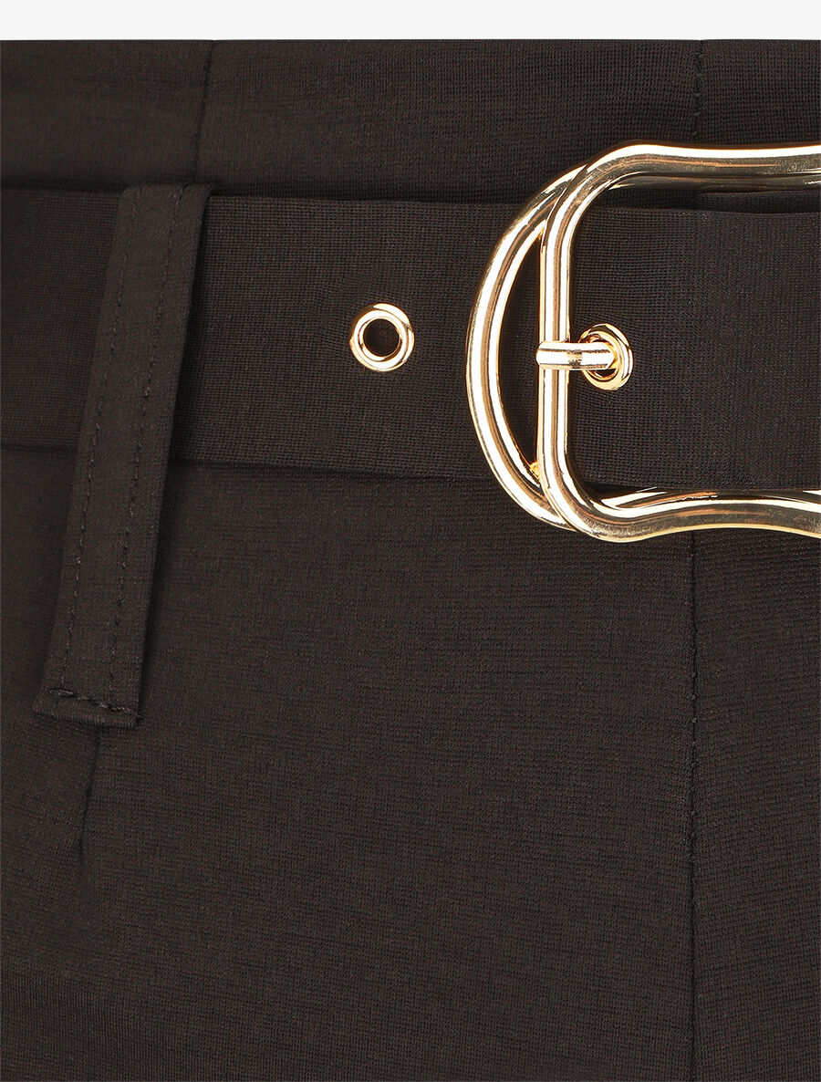 Pantalon uni ceinturé - Noir - 3