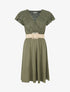 Robe mi-longue à buste brodé - Kaki - 1