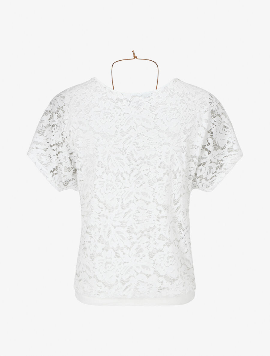 Top uni en broderies - Blanc - 2