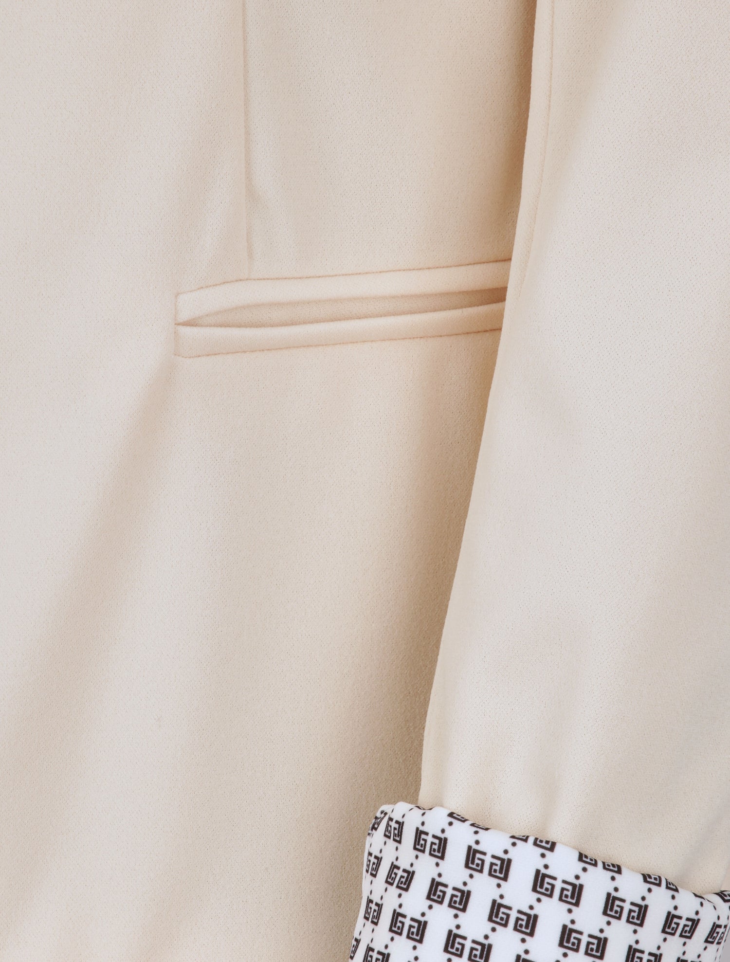 Blazer slim uni à revers imprimé grec - Beige - 3