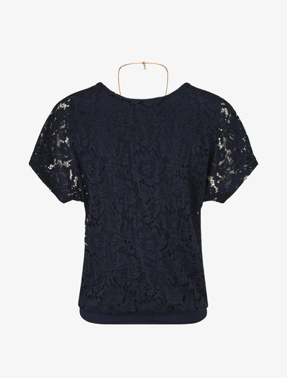 Top uni en broderies - Marine - 2