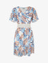Robe mi-longue imprimé feuillage et bande large - Bleu - 5