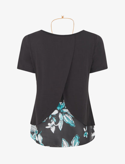 Top effet superposé imprimé floral - Noir - 2