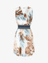 Robe mi-longue sans manches irisée motif tropical - Beige - 1