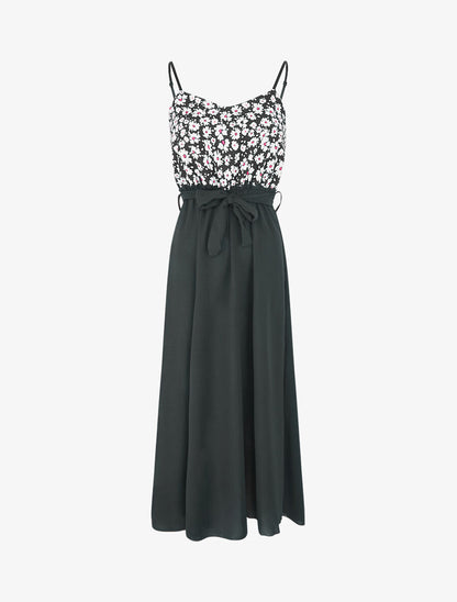 Robe empire imprimé petites fleurs - Noir - 1