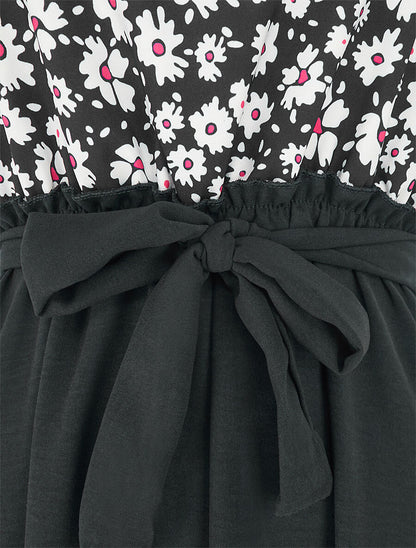 Robe empire imprimé petites fleurs - Noir - 3