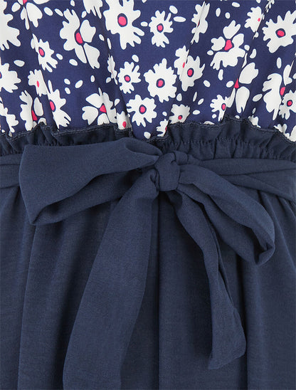 Robe empire imprimé petites fleurs - Marine - 3