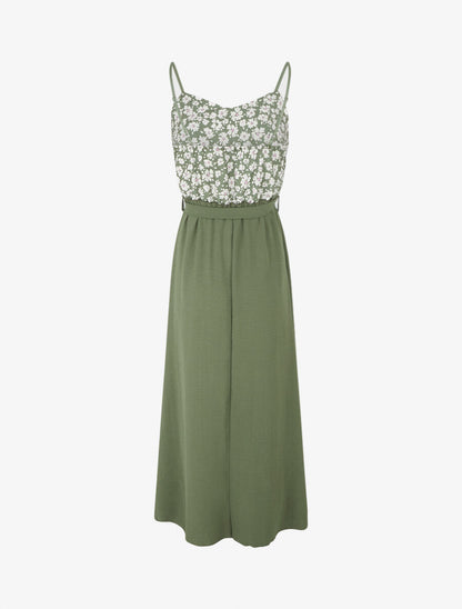 Robe empire imprimé petites fleurs - Kaki - 2