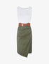 Robe midi bi-matière sans manches - Kaki - 1