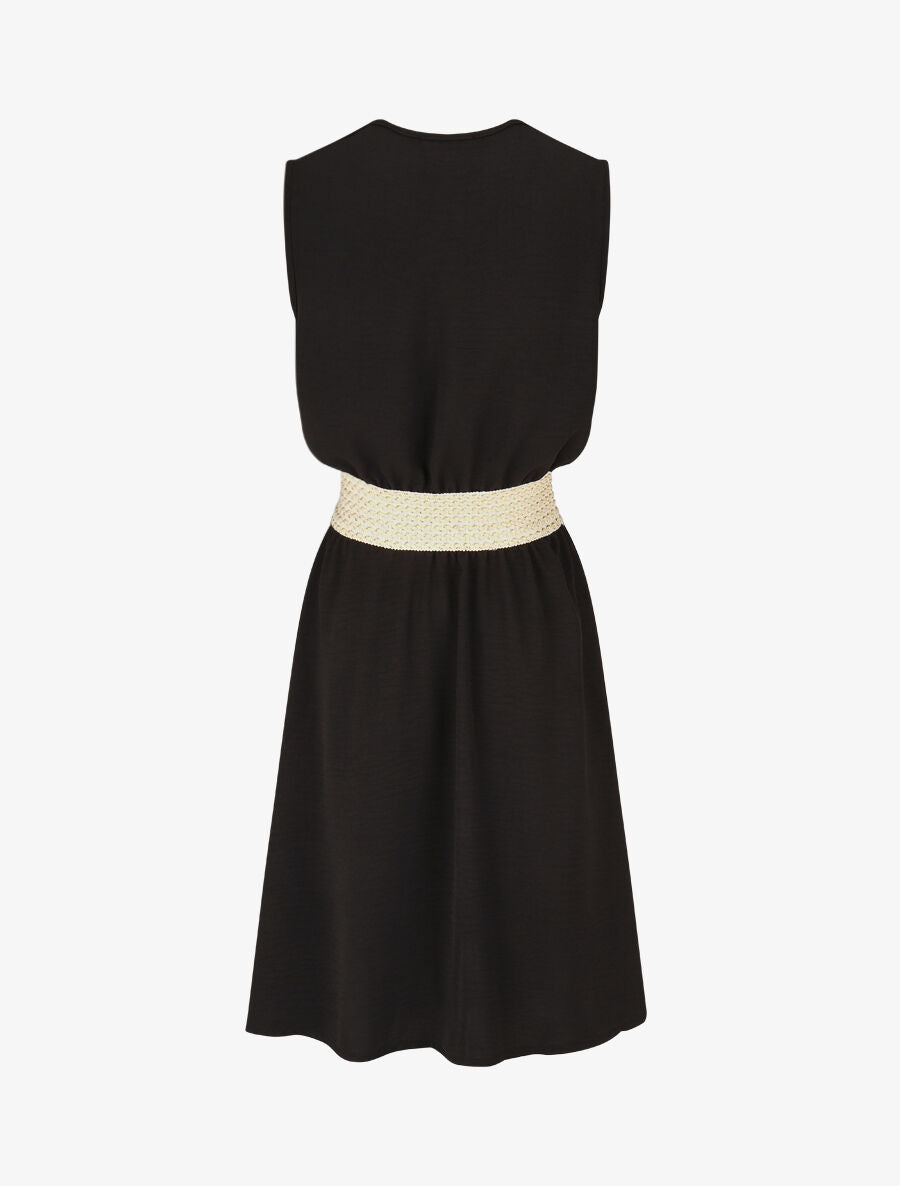 Robe mi-longue évasée sans manches - Noir - 2