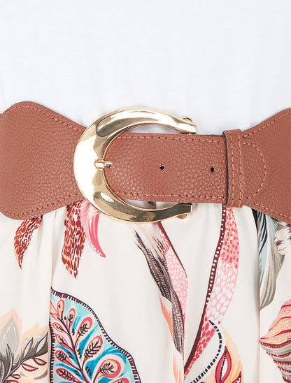 Robe longue à jupe imprimé fleuri - Beige - 3