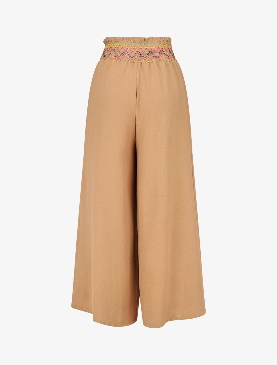 Pantalon ample taille haute uni - Camel - 2