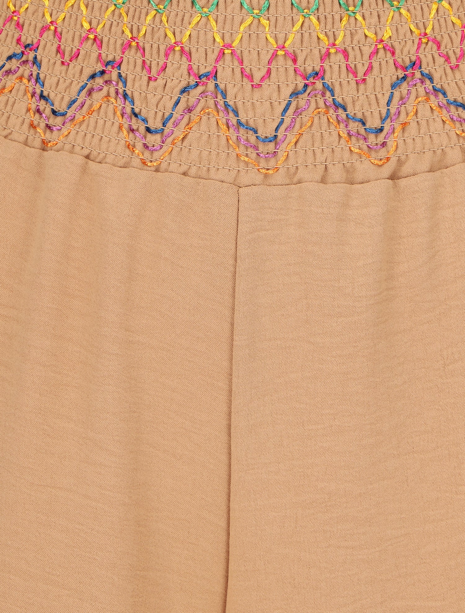 Pantalon ample taille haute uni - Camel - 3