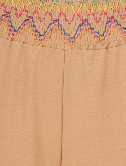 Pantalon ample taille haute uni - Camel - 3