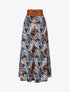 Jupe longue taille haute élastiquée imprimé tropical - Marine - 4