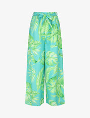 Pantalon ample imprimé tropical - Turquoise - 1