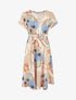 Robe élastiquée imprimé feuillage - Beige foncé - 1