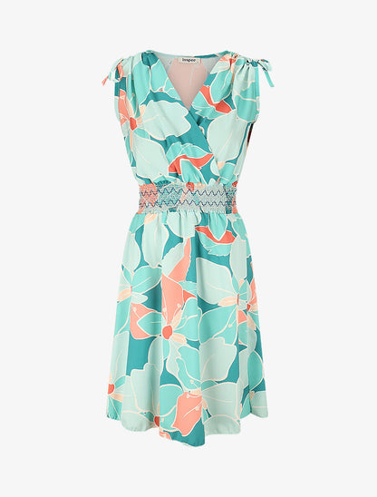 Robe à taille élastiquée imprimé fleurs - Vert d&