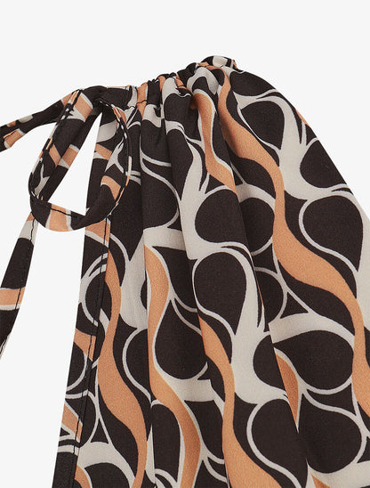 Robe à taille élastiquée imprimé rétro - Noir - 3