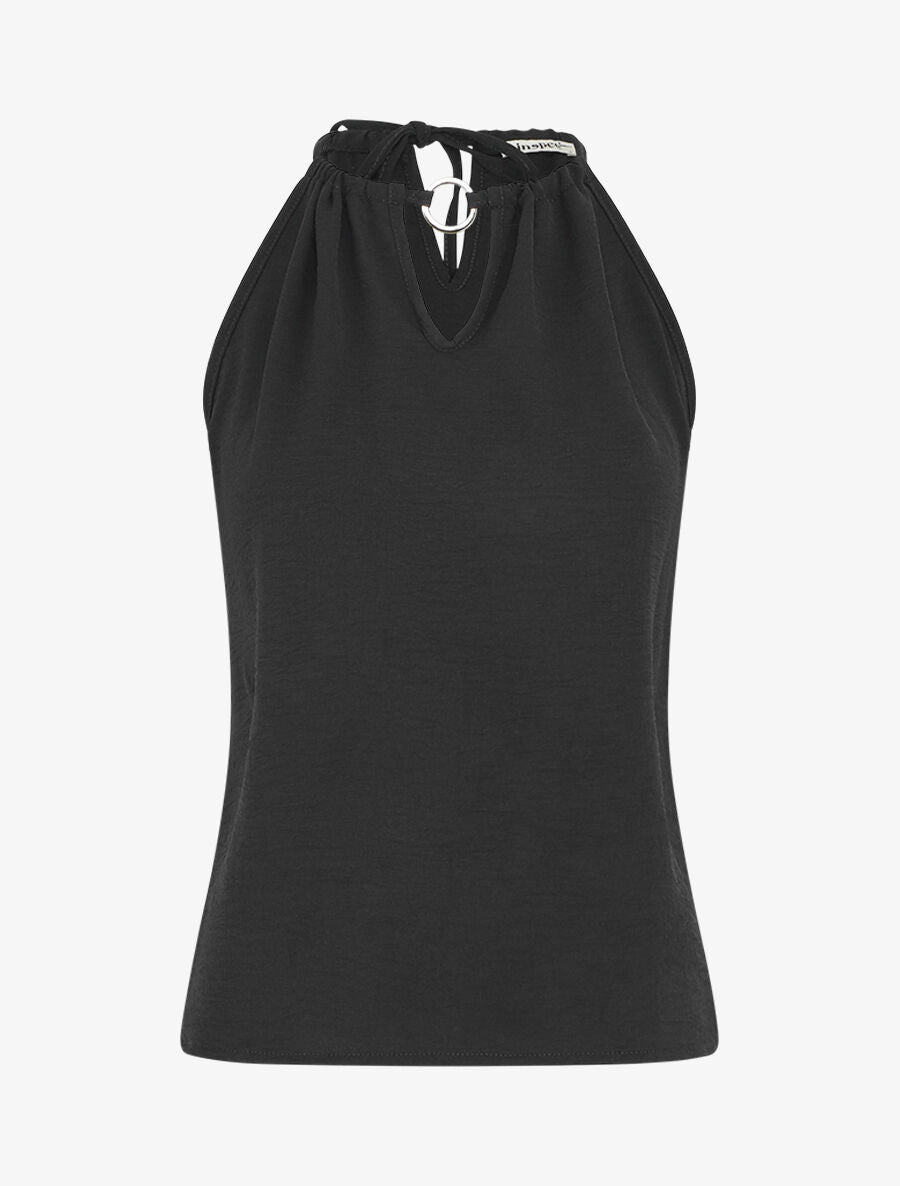 Top droit sans manches col américain - Noir - 4