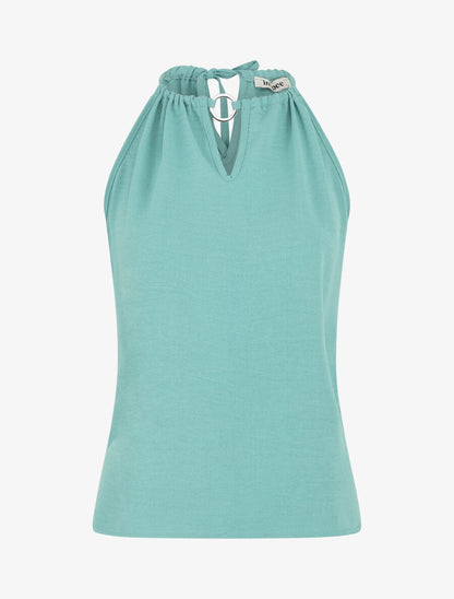 Top droit sans manches col américain - Turquoise - 4
