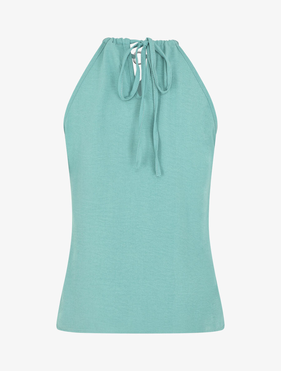 Top droit sans manches col américain - Turquoise - 2