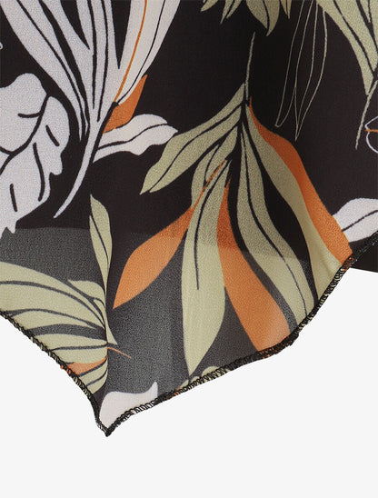 Top superposé stylisé imprimé feuilles - Noir - 3