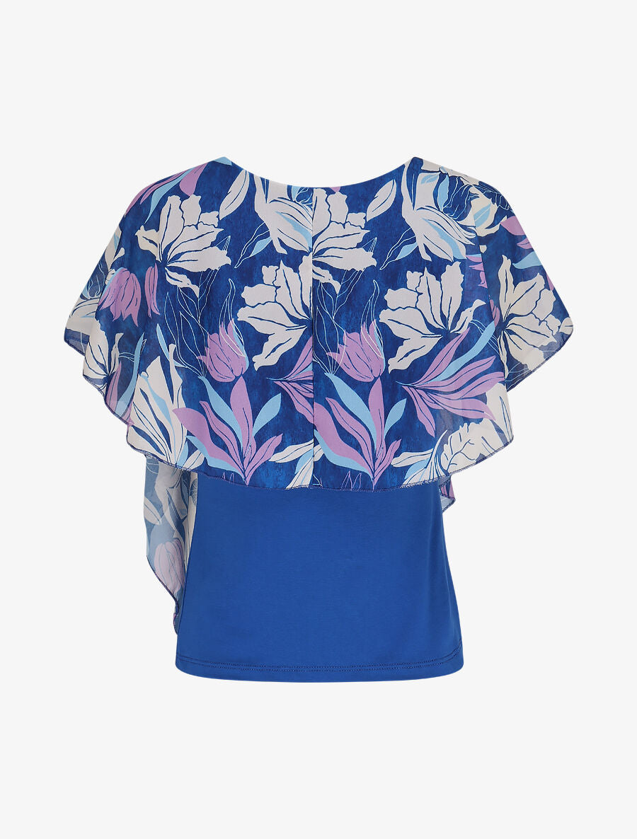 Top superposé stylisé imprimé feuilles - Bleu roi - 2