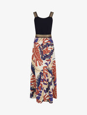 Robe longue à bretelles imprimé tropical - Marine - 6