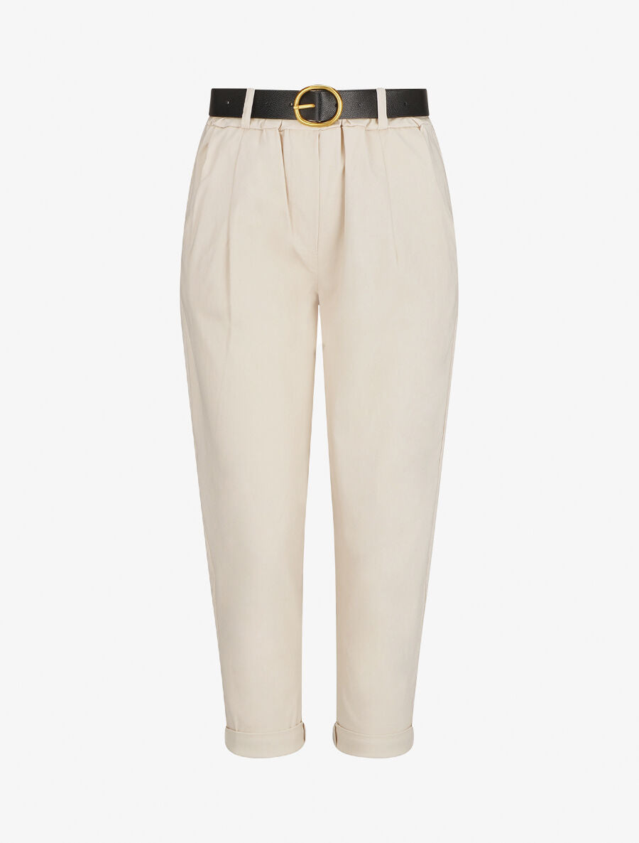 Pantalon 7/8 droit uni taille standard - Beige - 1