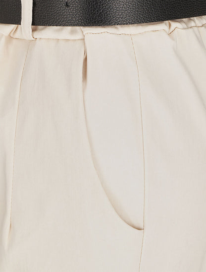 Pantalon 7/8 droit uni taille standard - Beige - 3