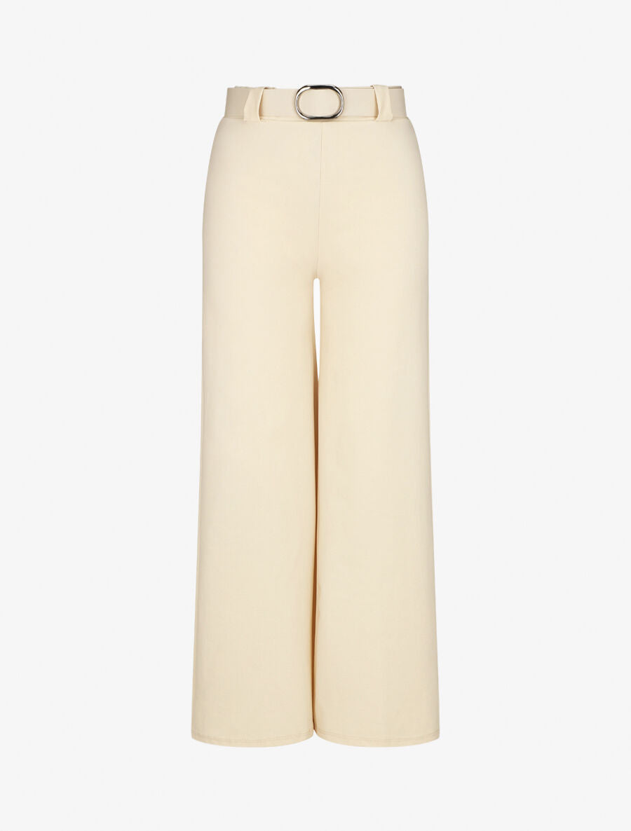 Pantalon droit taille haute uni - Beige - 1