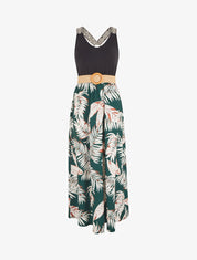 Robe imprimé tropical à bretelles imprimé mosaïque - Vert sapin - 1