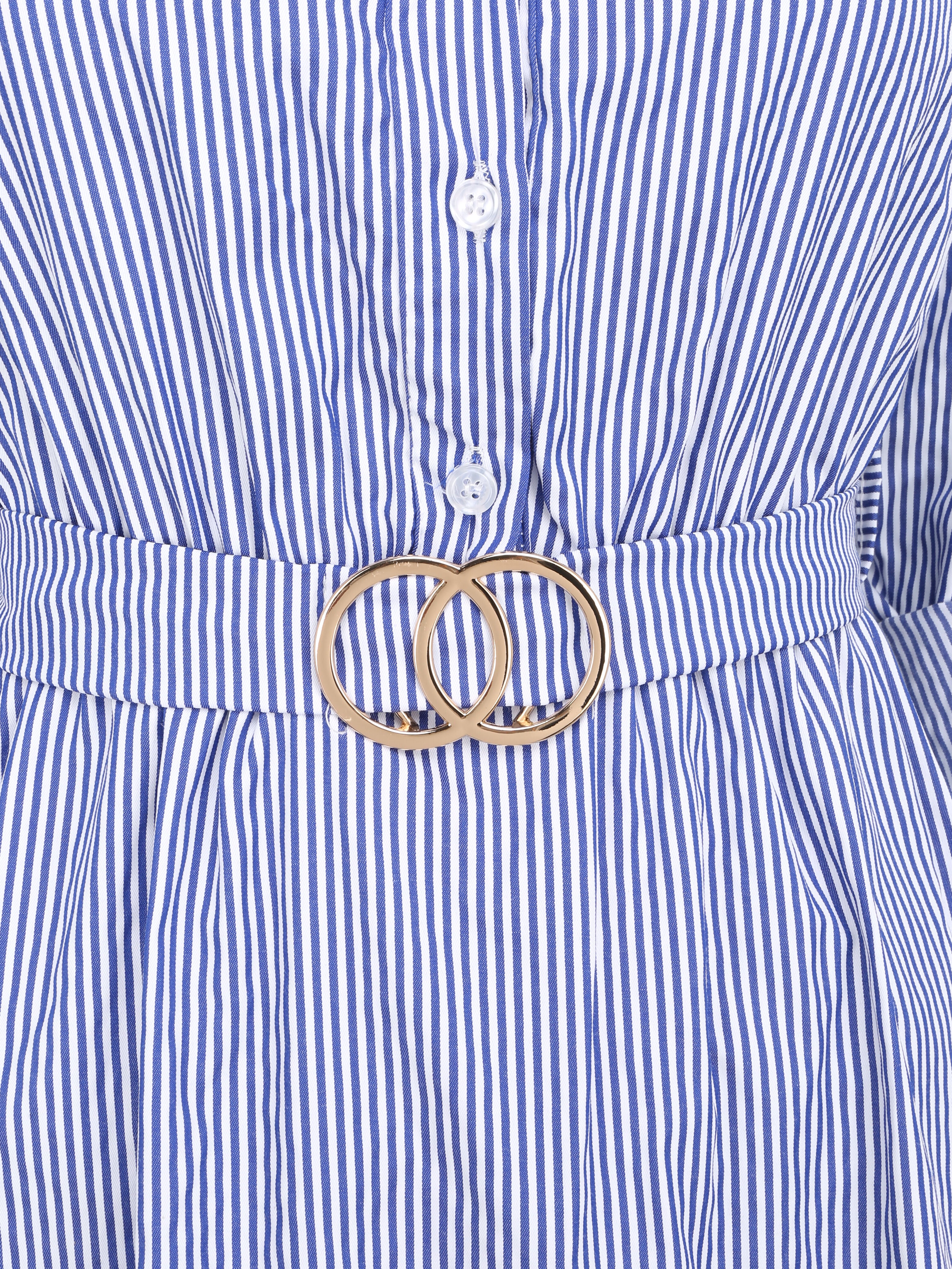 Tunique empire rayée à manches retroussables - Bleu foncé - 3