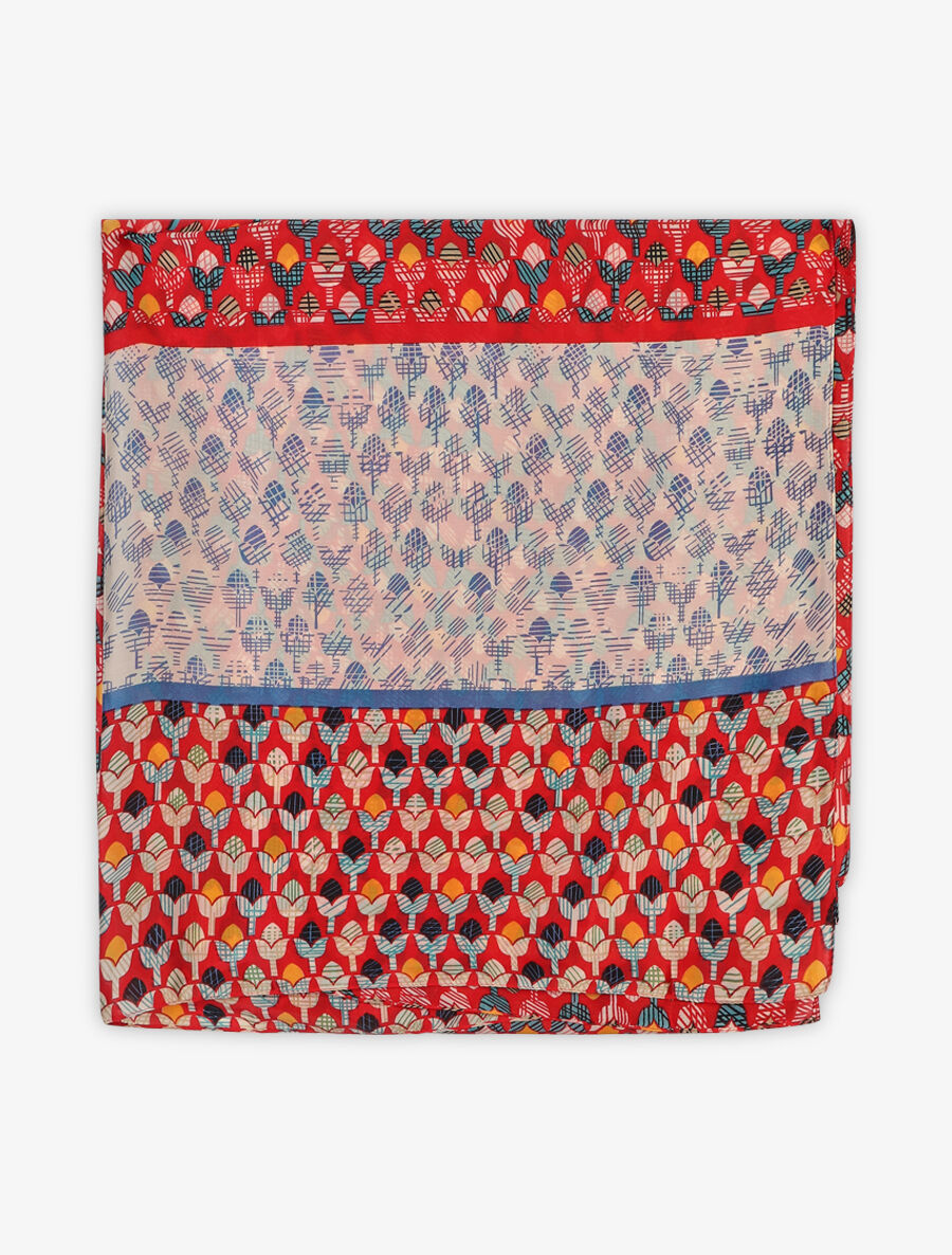 Foulard imprimé tulipes stylisées - Rouge - 2