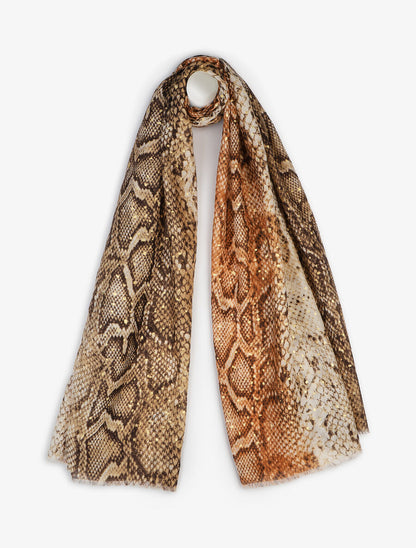 Foulard irisé imprimé python - Camel - 4
