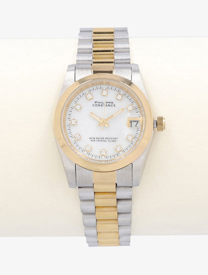 Montre métallique à strass - Or/argent - 2