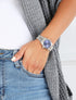 Montre en acier à strass - Bleu/argent - 1