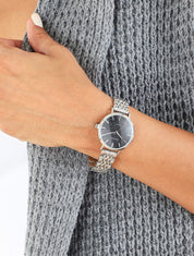 Montre métallique à cadran pailleté - Argent - 1