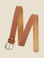 Ceinture en simili effet tressé - Camel - 3