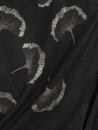 Echarpe à imprimé ginkgos irisés - Noir - 3