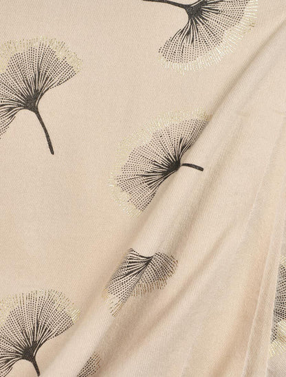 Echarpe à imprimé ginkgos irisés - Beige - 3